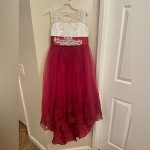 This beautiful white and wine girls dress is perfect for the Holidays!